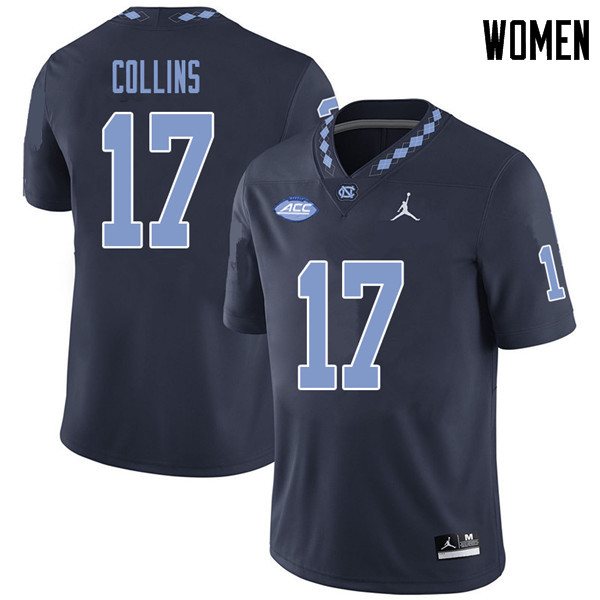 Jordan Brand Women #17 Chris Collins North Carolina Tar Heels College Football Jerseys Sale-Navy